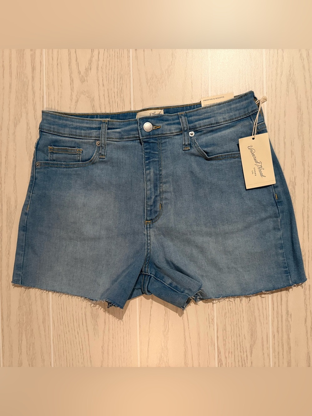 Universal Thread High Rise Denim Shorts Size 10 Blue Raw Hem NWT
